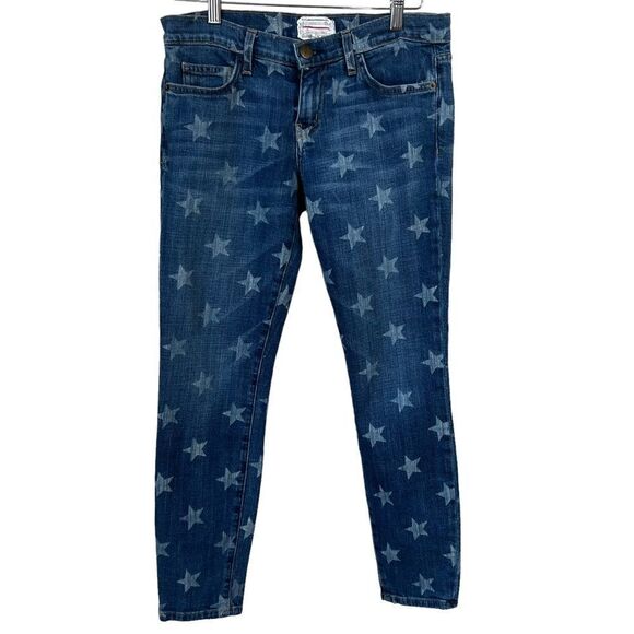 Current Elliot The Stiletto White Star Print 80’s Ankle Skinny Jeans - Picture 1 of 12